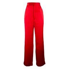 HAIDER ACKERMANN Size S Red Acetate Silk Satin Straight Zip Fly Casual Pants