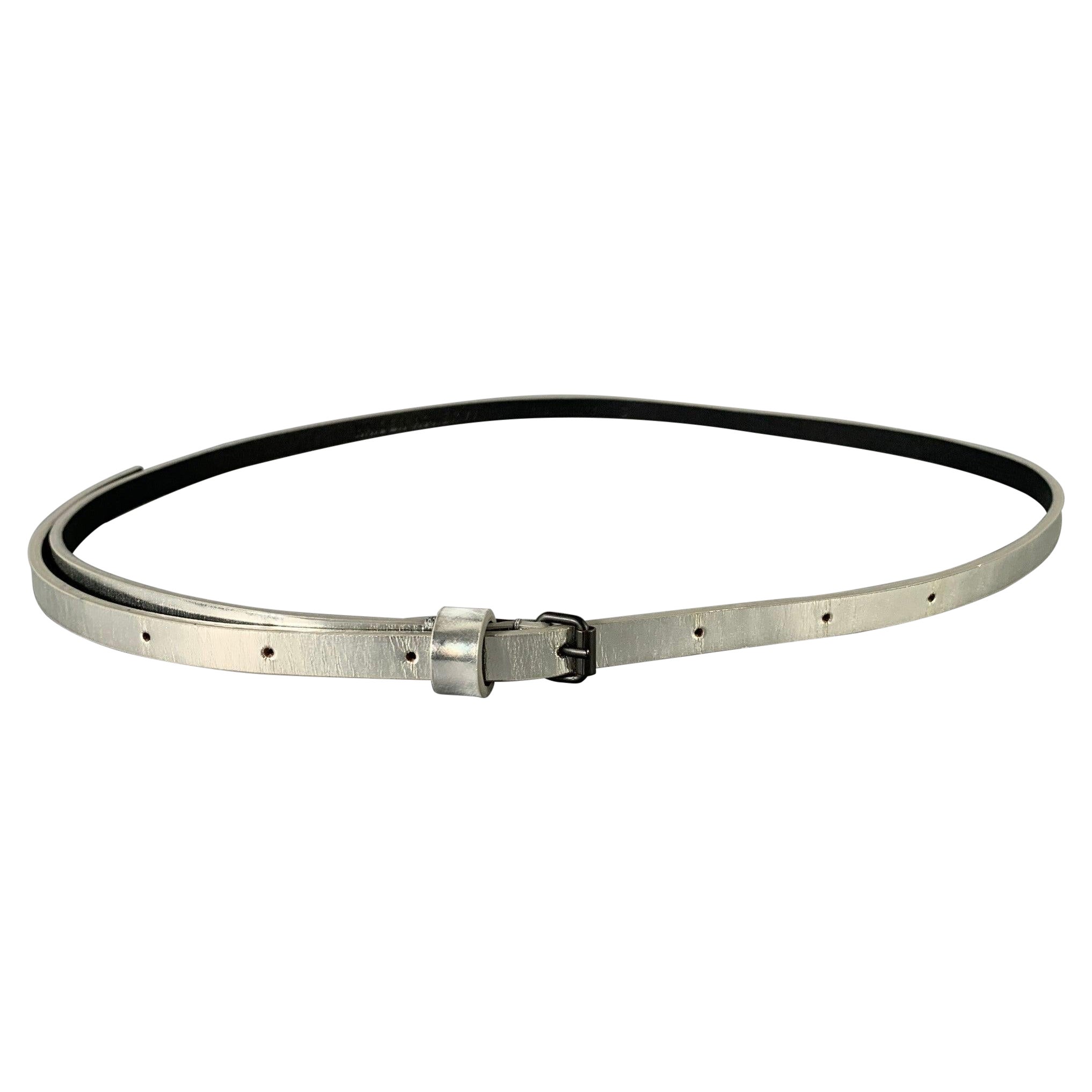 HAIDER ACKERMANN Size S Silver Metallic Leather Belt For Sale