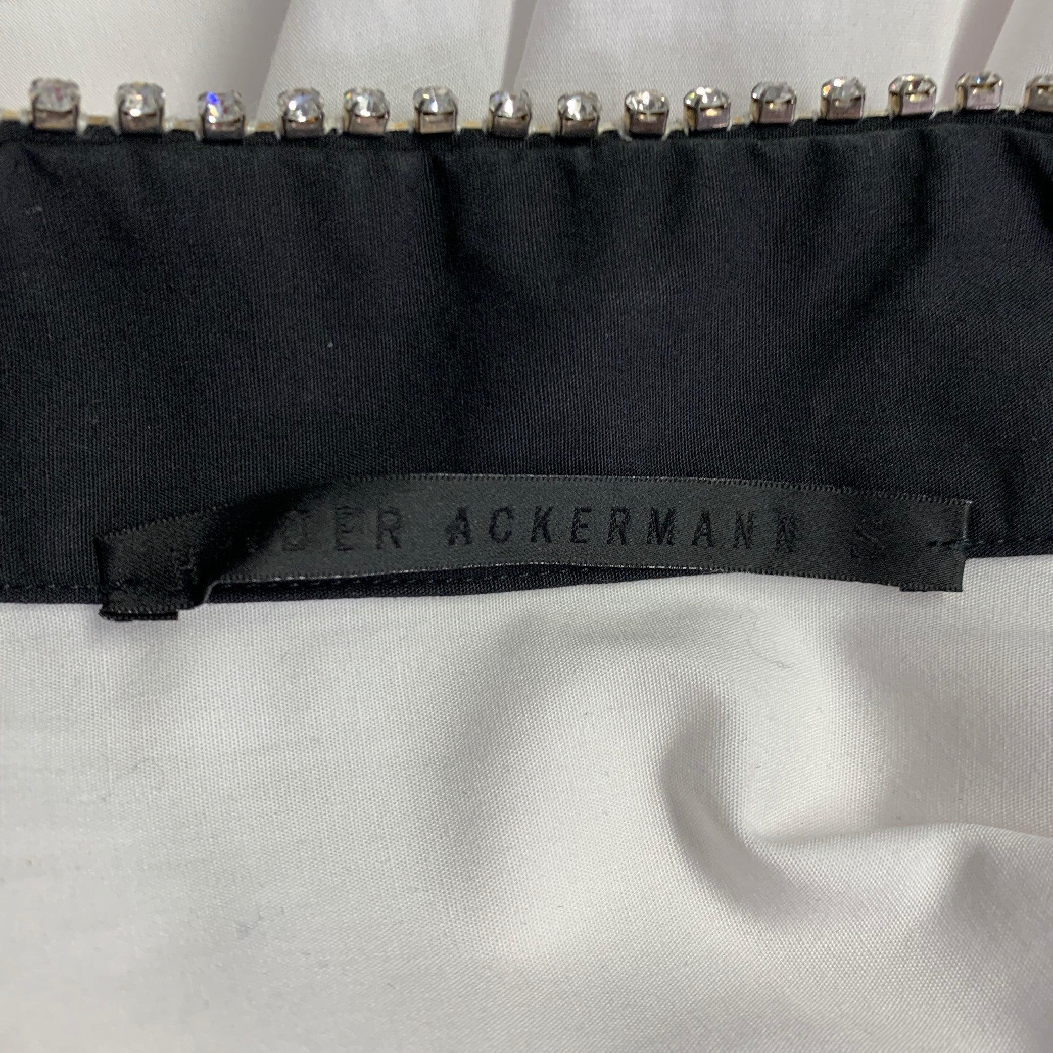 HAIDER ACKERMANN Camisa de manga corta de algodón con perlas y cristales, talla S Blanco con tapeta oculta en venta 3