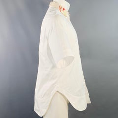 HAIDER ACKERMANN Size S White Cotton Hidden Placket Short Sleeve Shirt