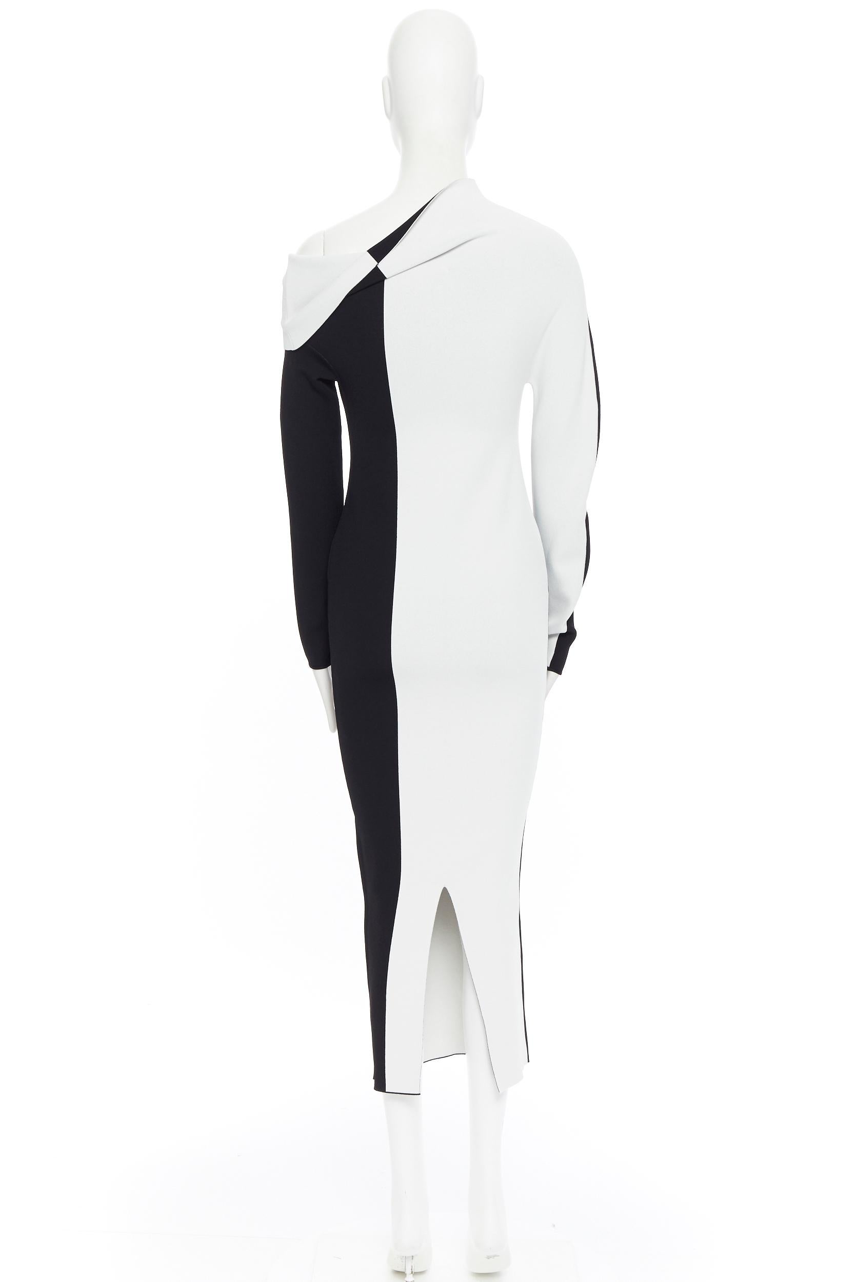 HAIDER ACKERMANN SS18 black white colorblocked bodycon off shoulder dress S 1