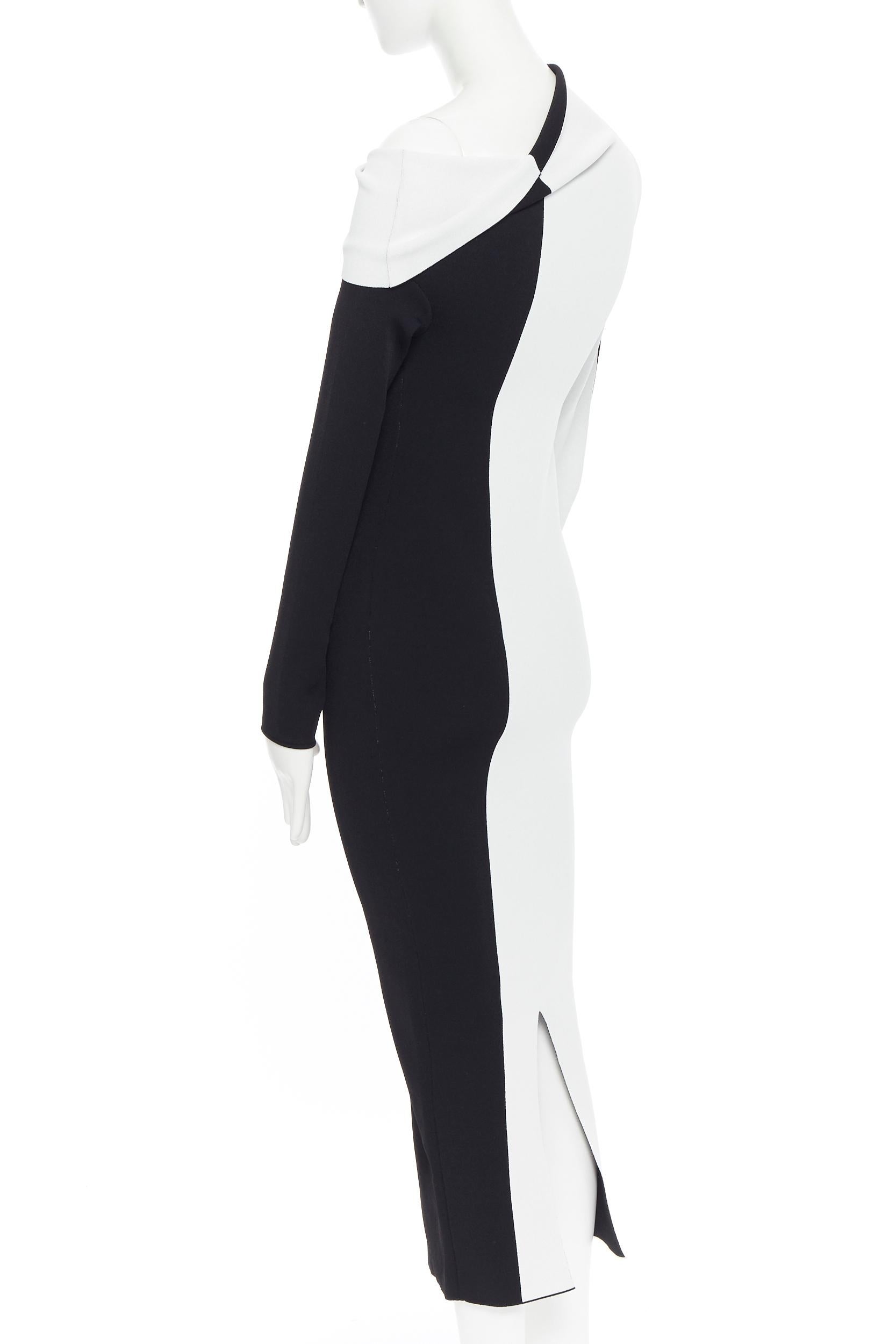 HAIDER ACKERMANN SS18 black white colorblocked bodycon off shoulder dress S 2