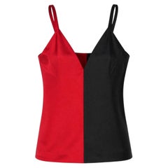 Haider Ackermann SS18 Women's Red Black Satin Vest Top, Size UK10