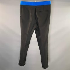 HAIDER ACKERMANN SS2020 Size 38 Black Royal Blue Wool Flat Front Dress Pants