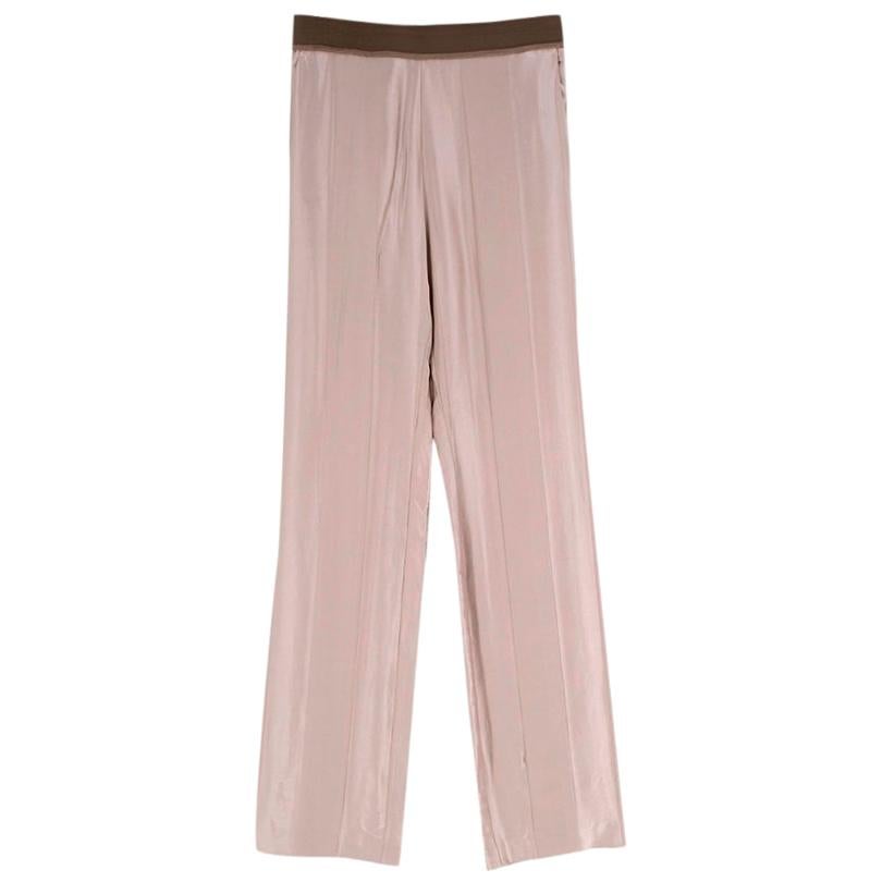 Haider Ackermann Taupe Silk Striped Texture Trousers - Size US6 For Sale