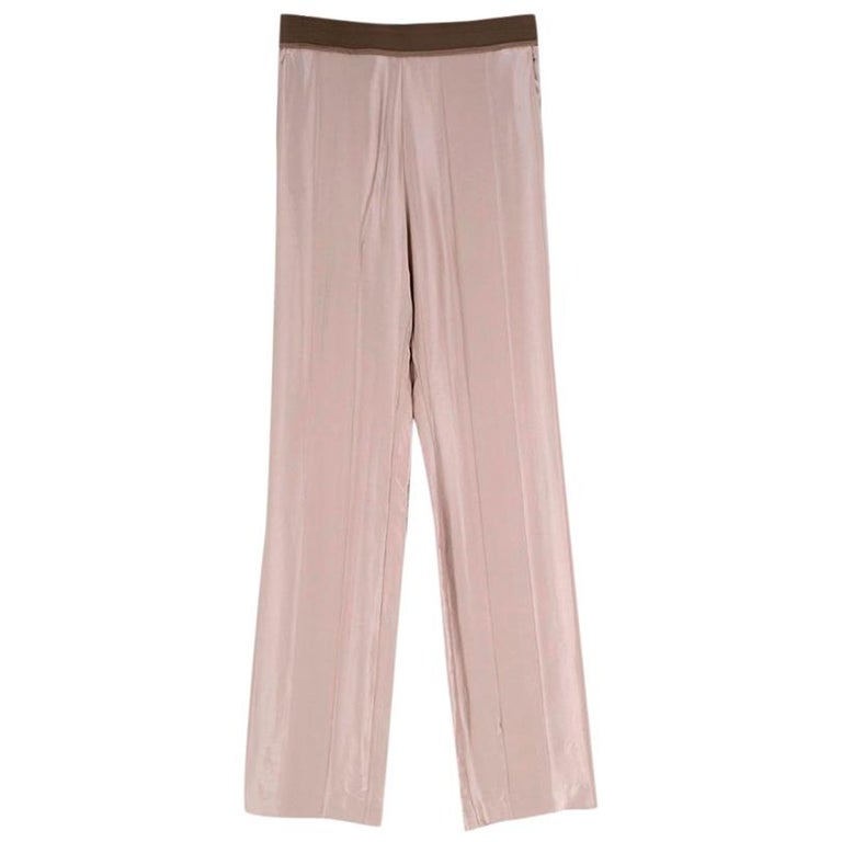 Haider Ackermann Taupe Silk Striped Texture Trousers - Size US6 For ...