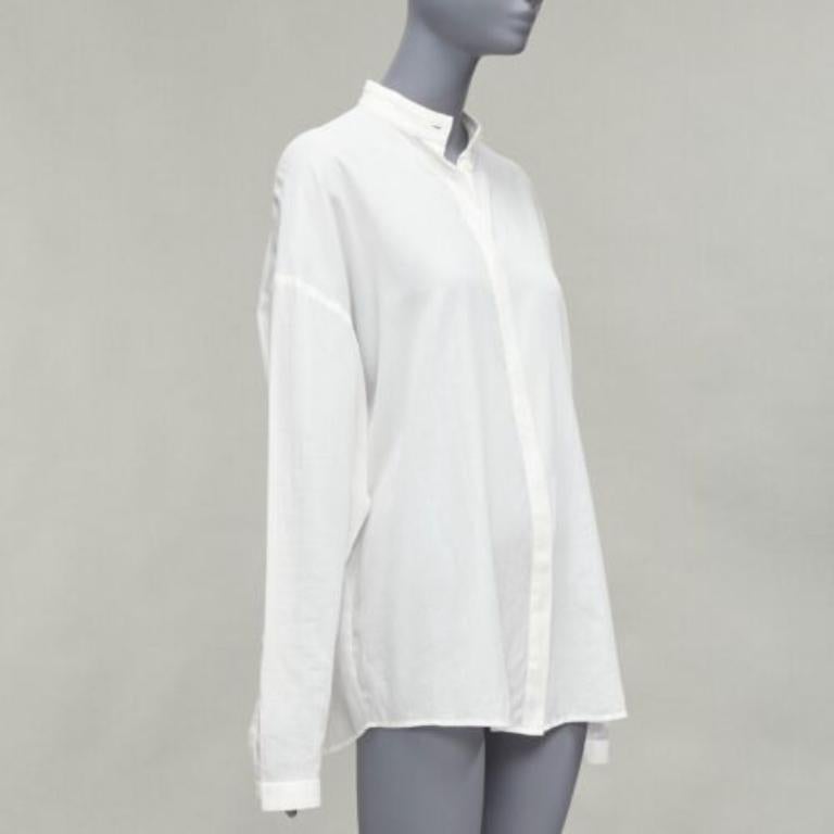 Gray HAIDER ACKERMANN white 100% cotton bishop collar oversized flowy shirt FR34 XS For Sale