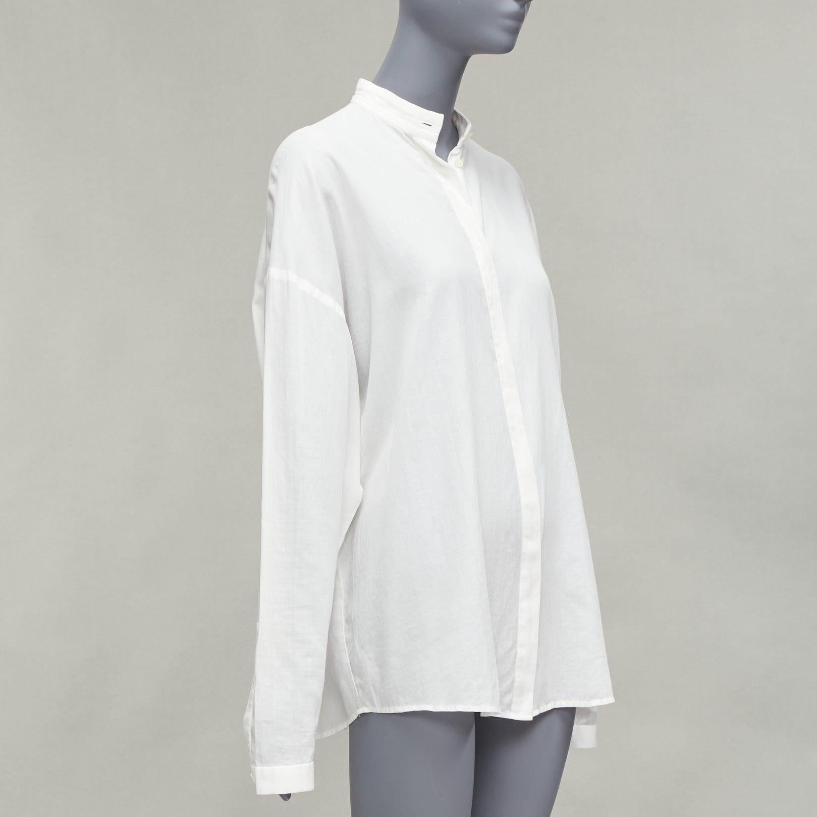 HAIDER ACKERMANN white 100% cotton bishop collar oversized flowy shirt FR34 XS In Good Condition For Sale In Hong Kong, NT