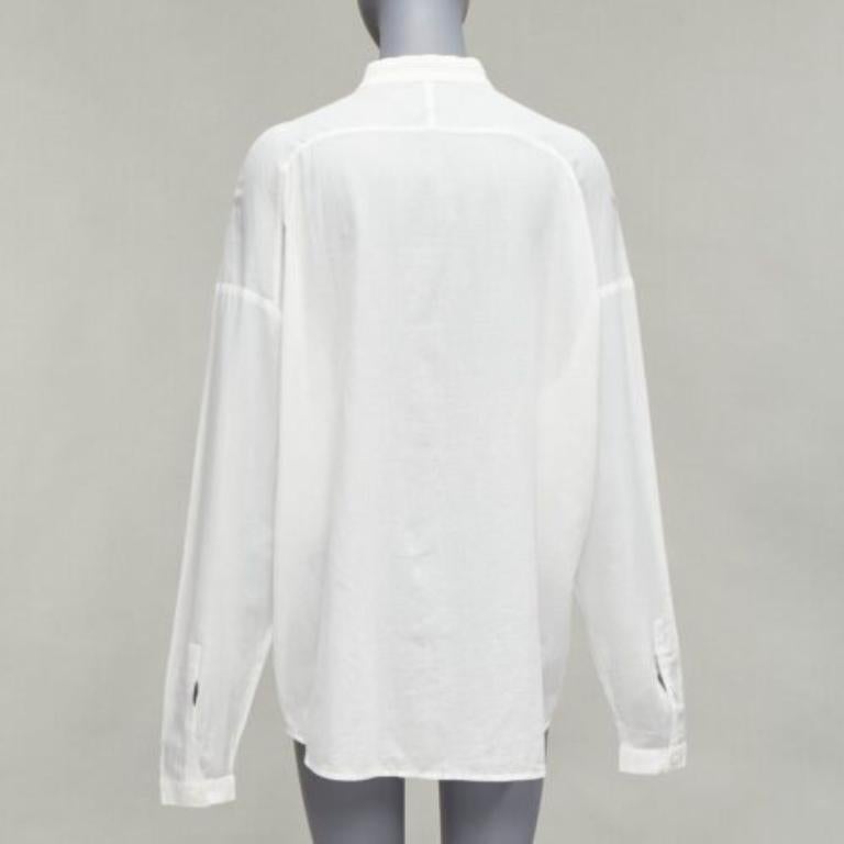 Women's HAIDER ACKERMANN white 100% cotton bishop collar oversized flowy shirt FR34 XS For Sale