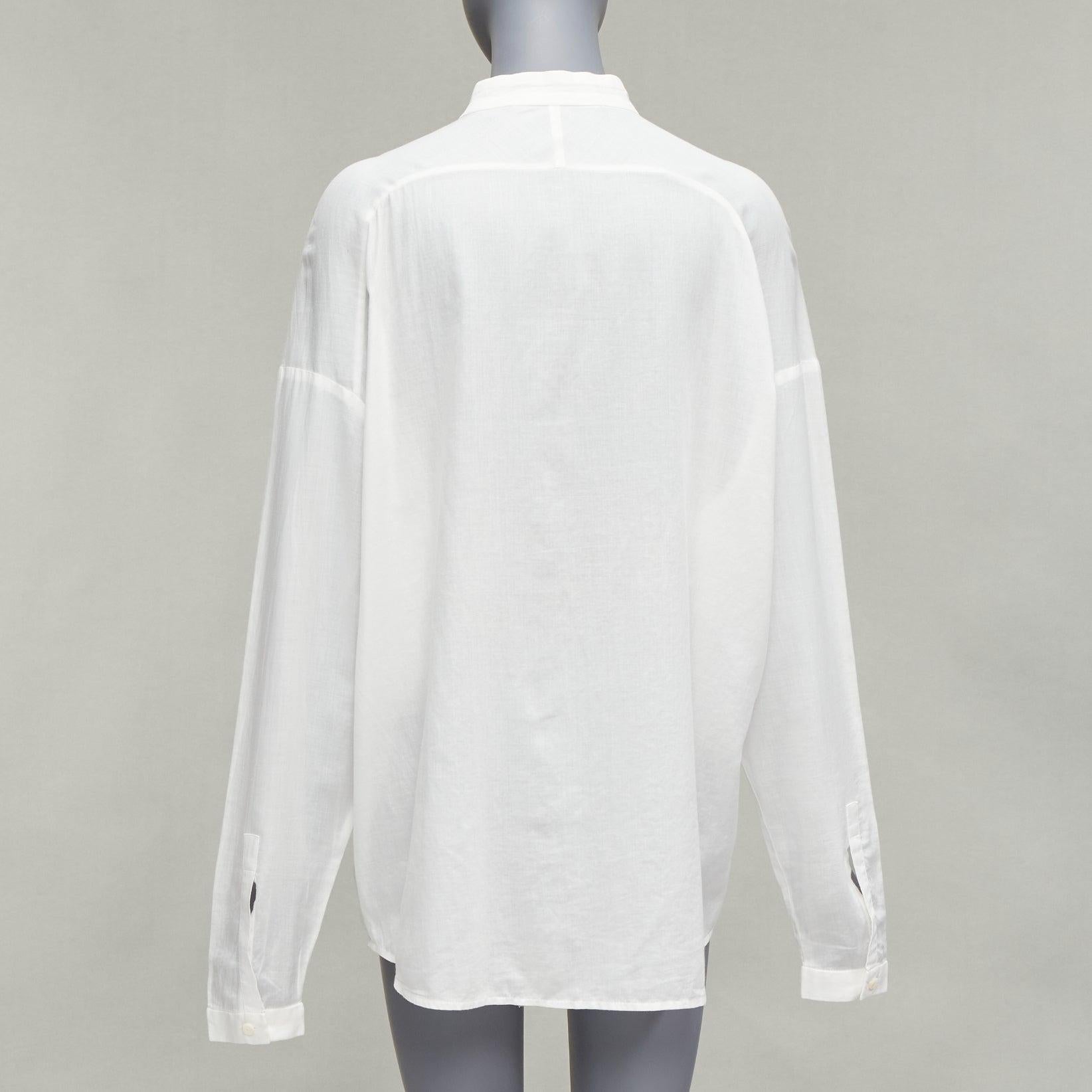 HAIDER ACKERMANN white 100% cotton bishop collar oversized flowy shirt FR34 XS For Sale 1