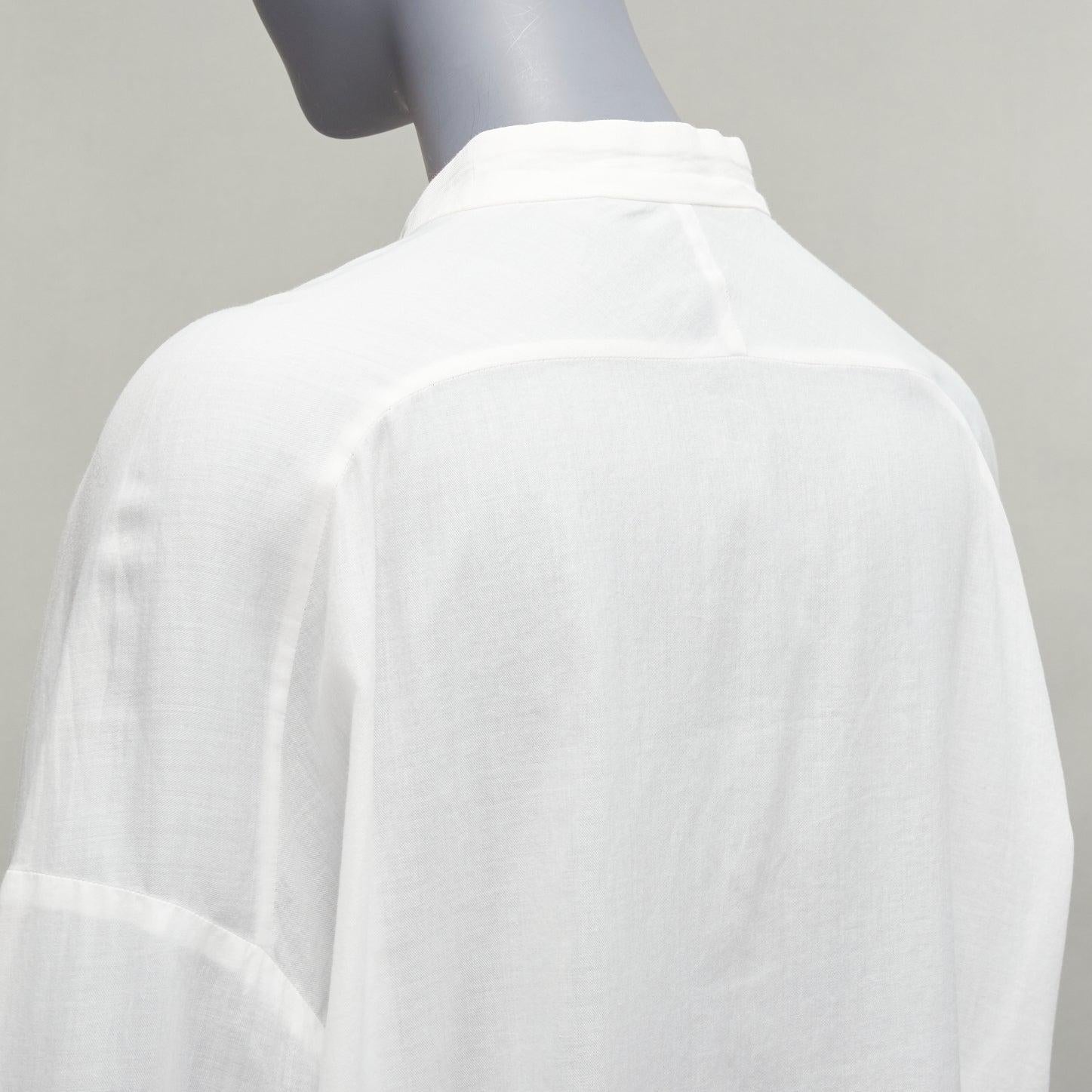 HAIDER ACKERMANN white 100% cotton bishop collar oversized flowy shirt FR34 XS For Sale 3