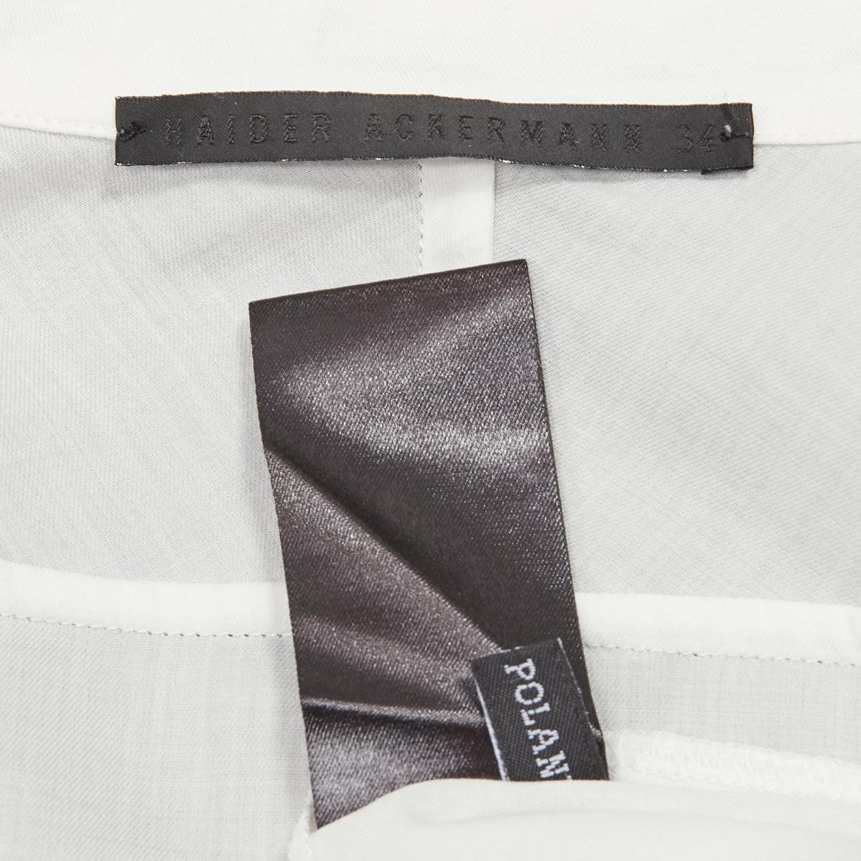 HAIDER ACKERMANN white 100% cotton bishop collar oversized flowy shirt FR34 XS For Sale 4