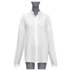 Haider Ackermann, camicia bianca 100% cotone con collo a vescovo, oversize e fluida FR34 XS