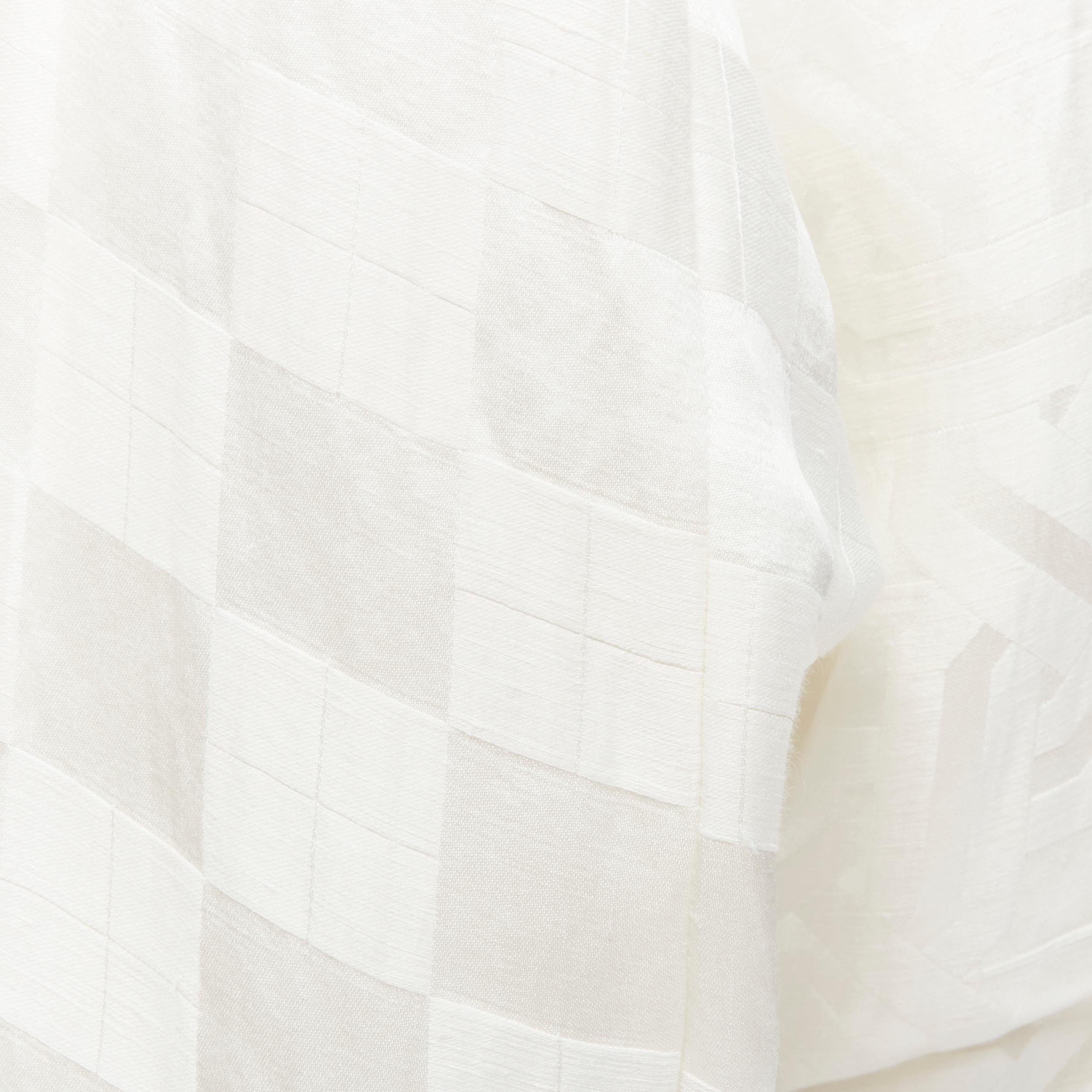 HAIDER ACKERMANN white geometric jacquard linen silk belted robe shirt FR36 XS For Sale 5