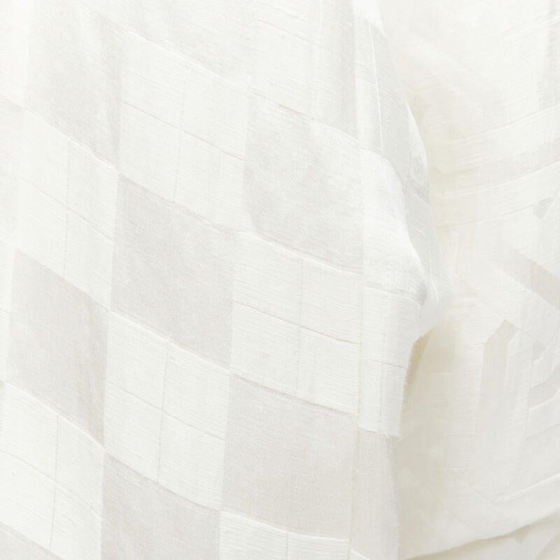 HAIDER ACKERMANN white geometric jacquard linen silk belted robe shirt FR36 XS For Sale 5