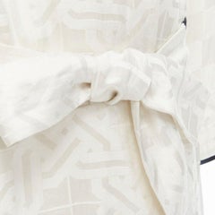 HAIDER ACKERMANN white geometric jacquard linen silk belted robe shirt FR36 XS