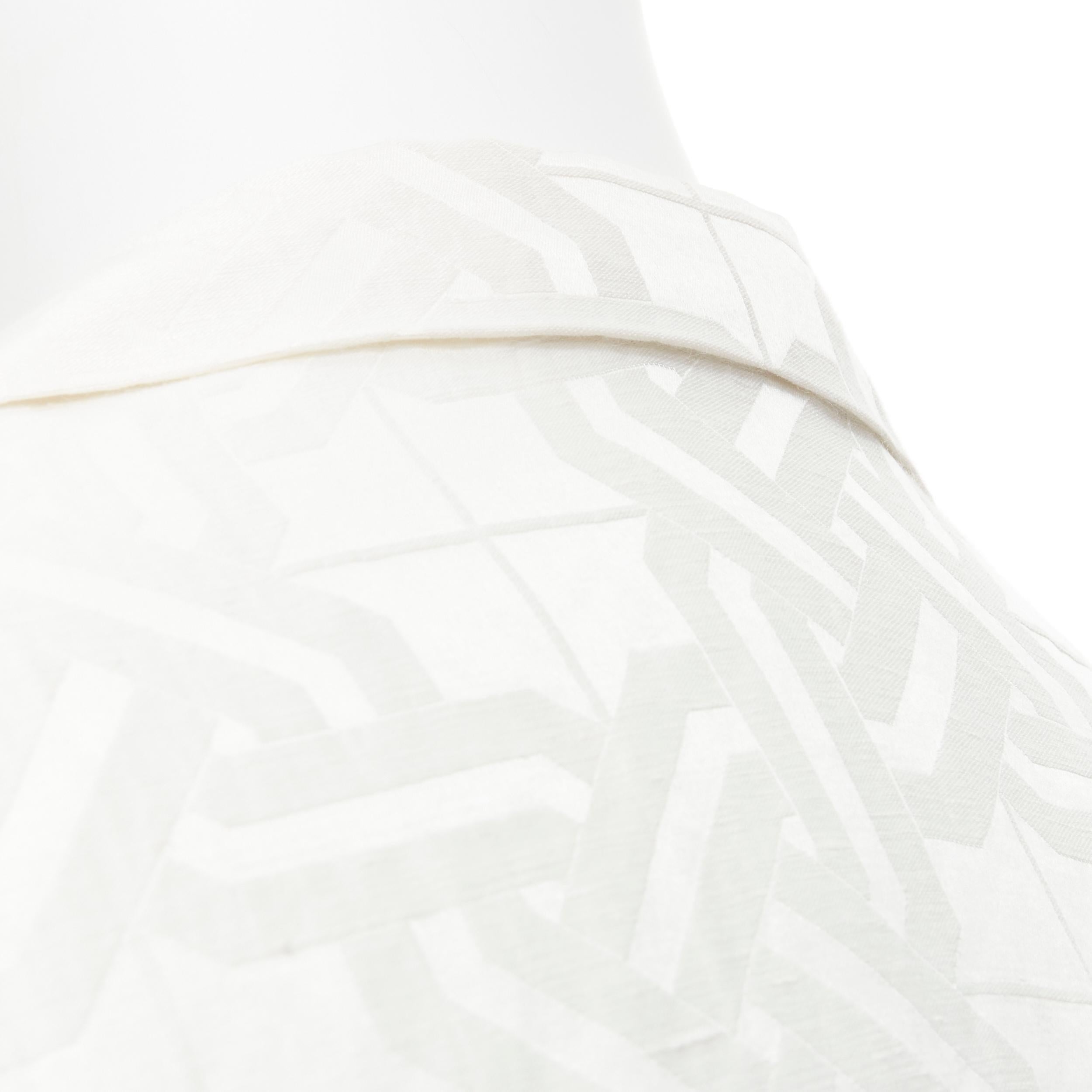 HAIDER ACKERMANN white geometric jacquard linen silk belted robe shirt FR36 XS For Sale 2