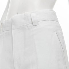 Haider Ackermann pantaloni cropped in lino bianco con cavallo a goccia FR38 S