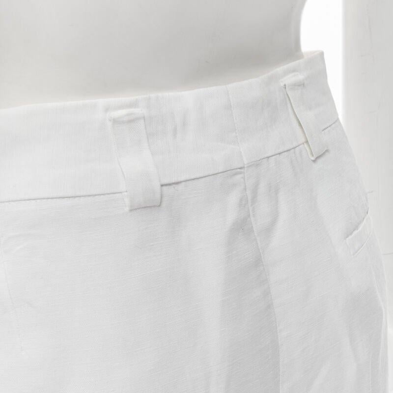 HAIDER ACKERMANN white grosgrain linen drop crotch cropped trousers FR38 S For Sale 3