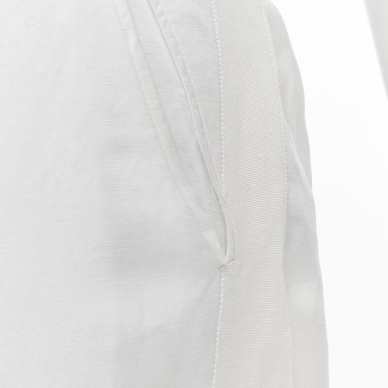 HAIDER ACKERMANN white grosgrain linen drop crotch cropped trousers FR38 S For Sale 4