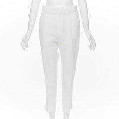 HAIDER ACKERMANN pantalon cropped en lin gros grain blanc à entrejambe tombant FR38 S