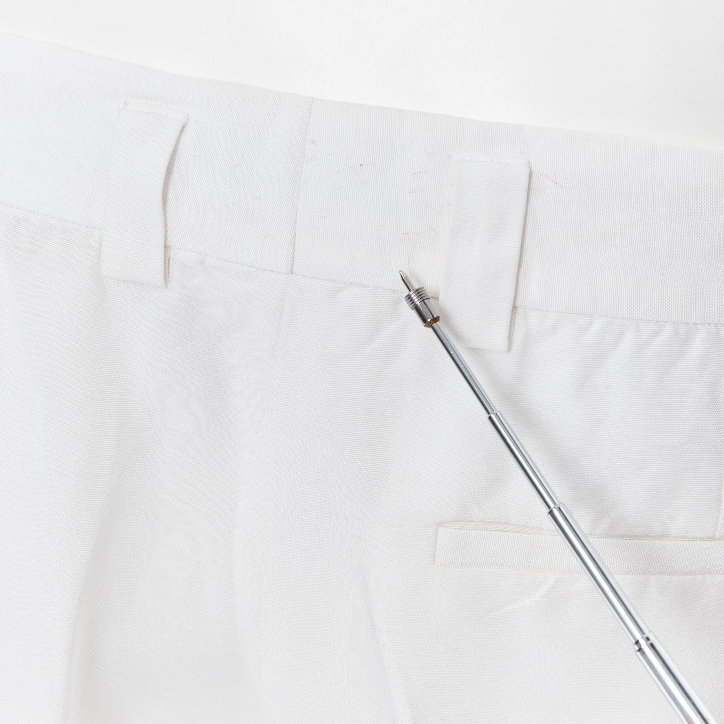HAIDER ACKERMANN - Pantalon court en lin blanc clair avec bordure en gros-grain FR40 M en vente 4