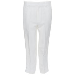 HAIDER ACKERMANN white linen rayon blend grosgrain side tux trousers FR40