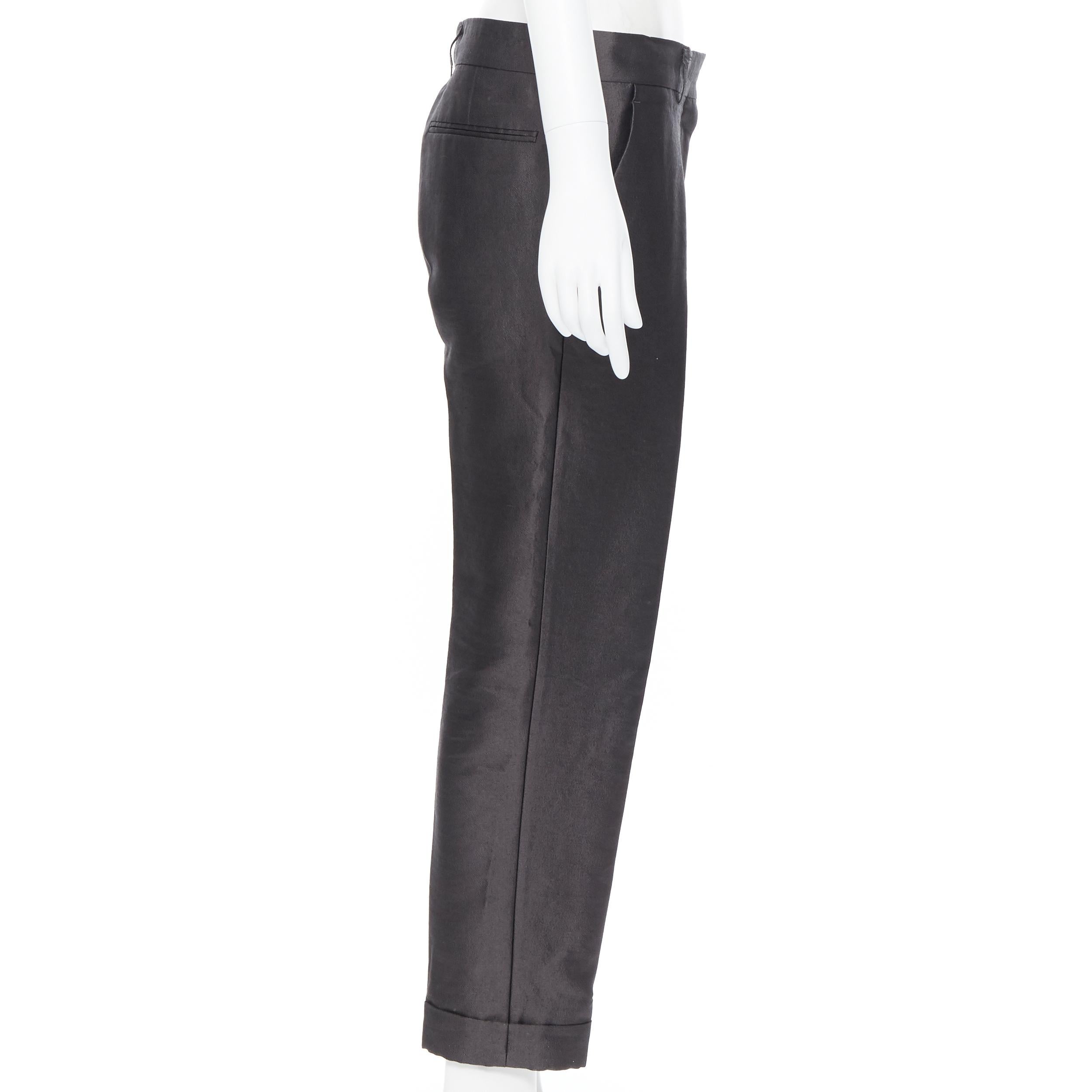 HAIDER ACKERMANN wool silk dust grey cuffed hem cropped trousres pants FR36 In Excellent Condition In Hong Kong, NT