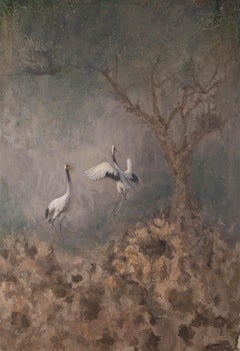 HaiJun Chen Animal Painting Original Oil On Canvas "Gray Mist I"