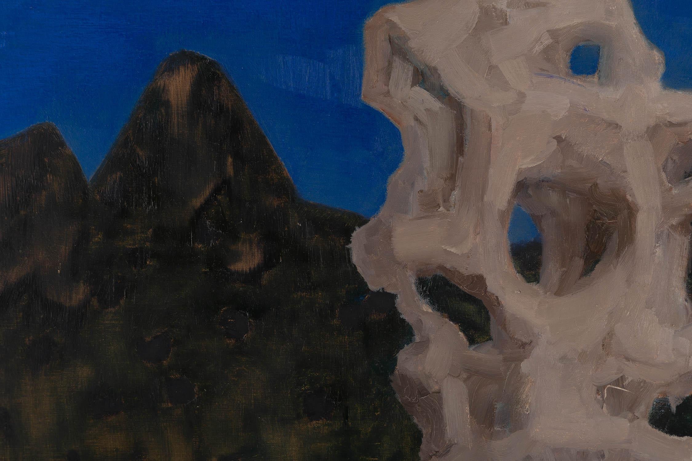 HaiJun Chen, Surrealismus, Original-Ölgemälde „Brunnen und Steinanstieg 1“ 4