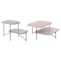 Haiku Large Coffee Table in Cream Top with Matt Black Metal Frame by Marco Zito