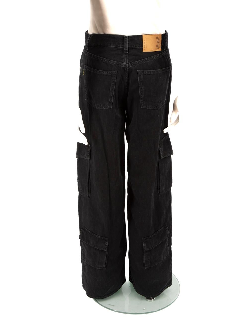 Nero Haikure Jeans Cargo a gamba larga in denim nero taglia S in vendita