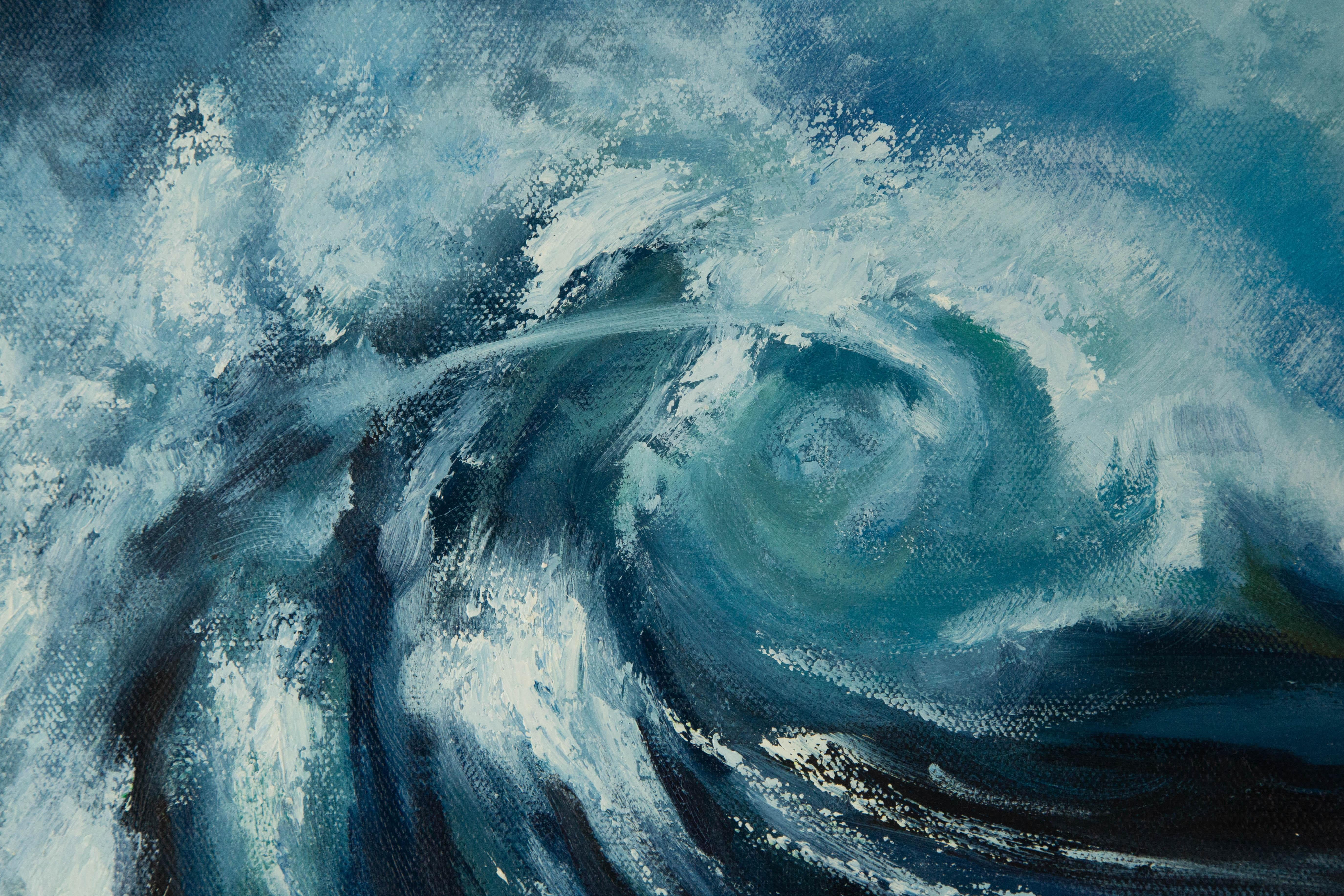 Hailong Li Aquarell Original Öl auf Leinwand „Seascape“ von Hailong Li im Angebot 1