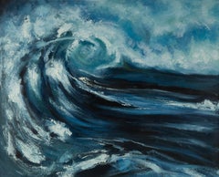 Hailong Li Aquarell Original Öl auf Leinwand „Seascape“ von Hailong Li
