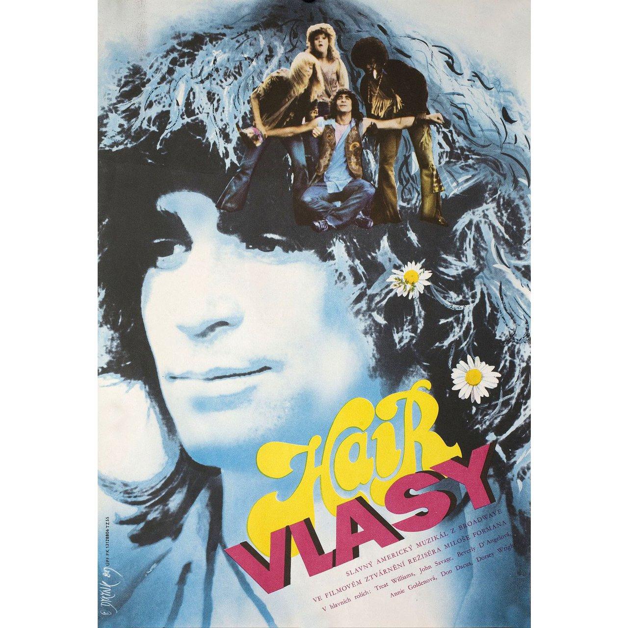 Original 1980 Czech A3 poster by Martin Dyrynk for the film 'Hair' directed by Milos Forman with John Savage / Treat Williams / Beverly D'Angelo / Annie Golden. Fine condition, rolled. Please note: the size is stated in inches and the actual size