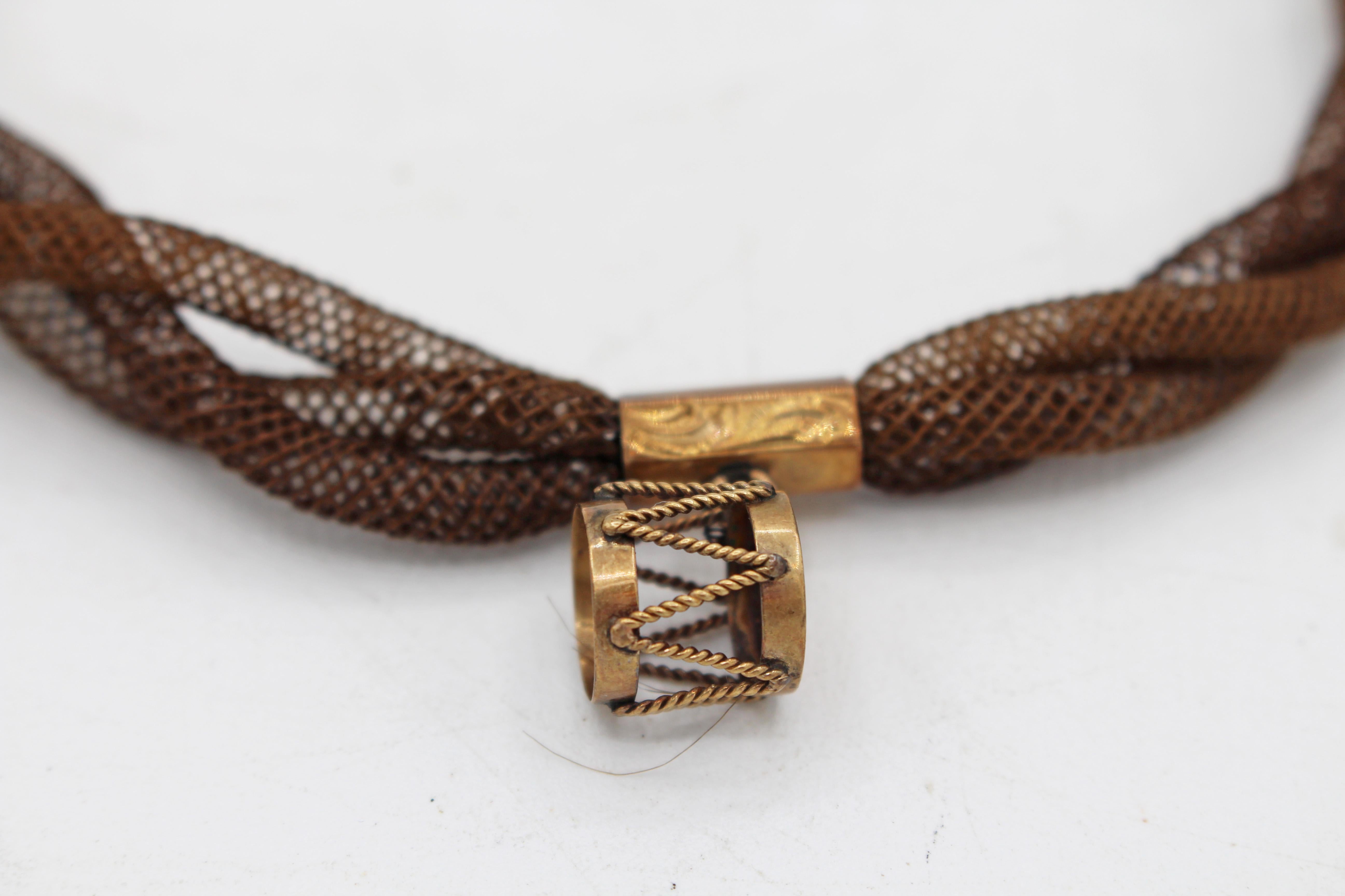 American Colonial Hair Bracelet Descended From The Mother of Patriot Nathan Hale For Sale