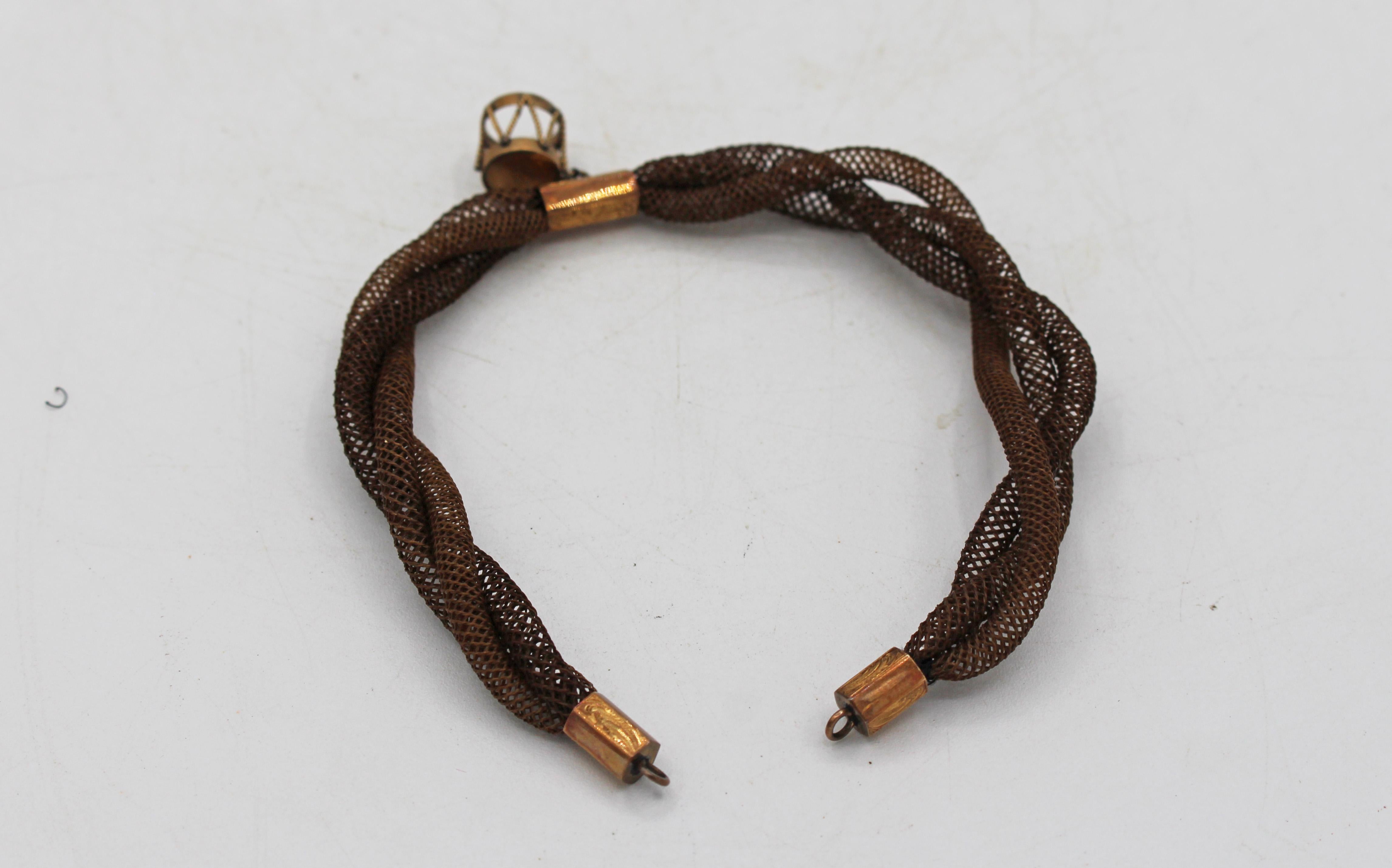 American Hair Bracelet Descended From The Mother of Patriot Nathan Hale For Sale