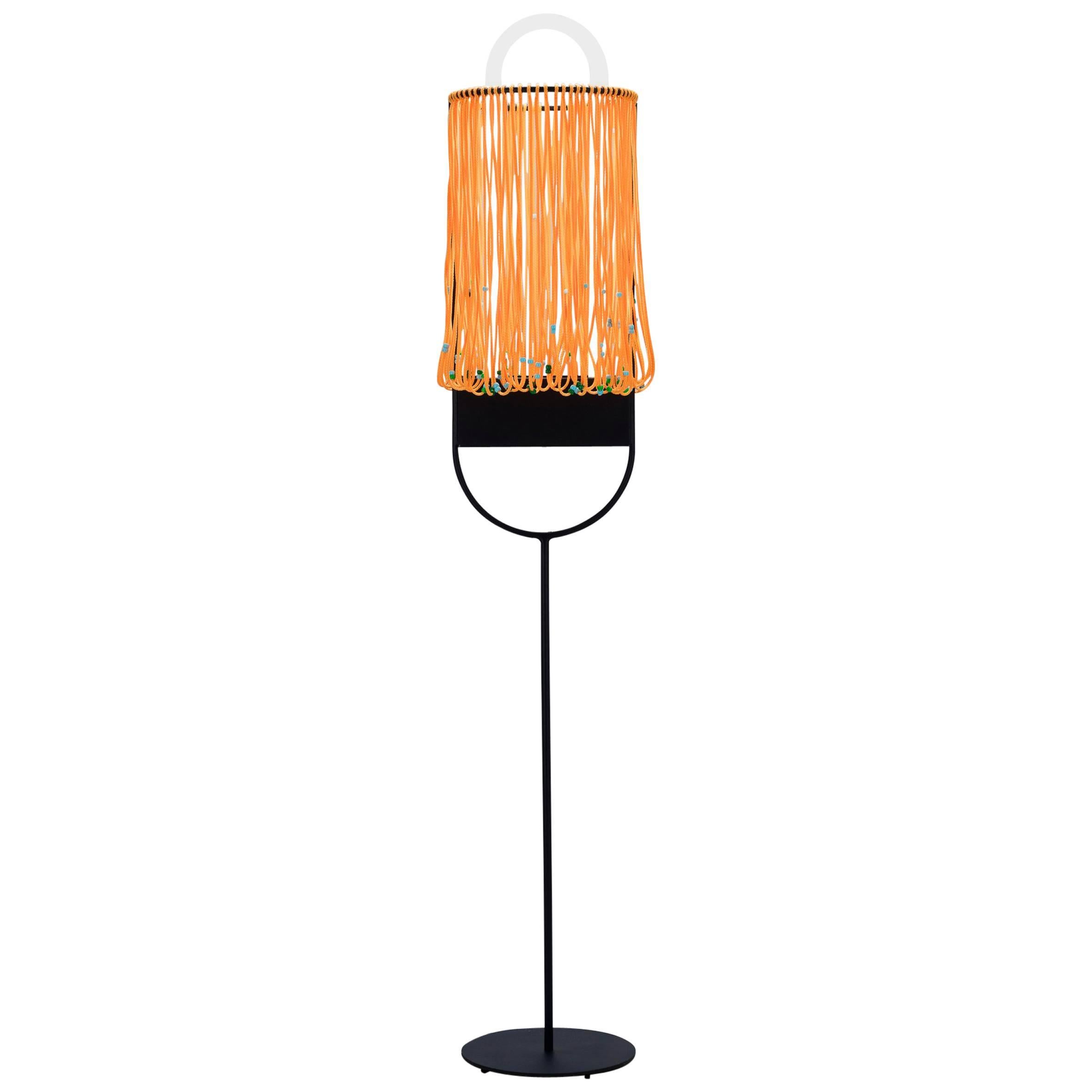 'Hair Extension' Pearl and Neon Orange Sculptural Floor Lamp For Sale