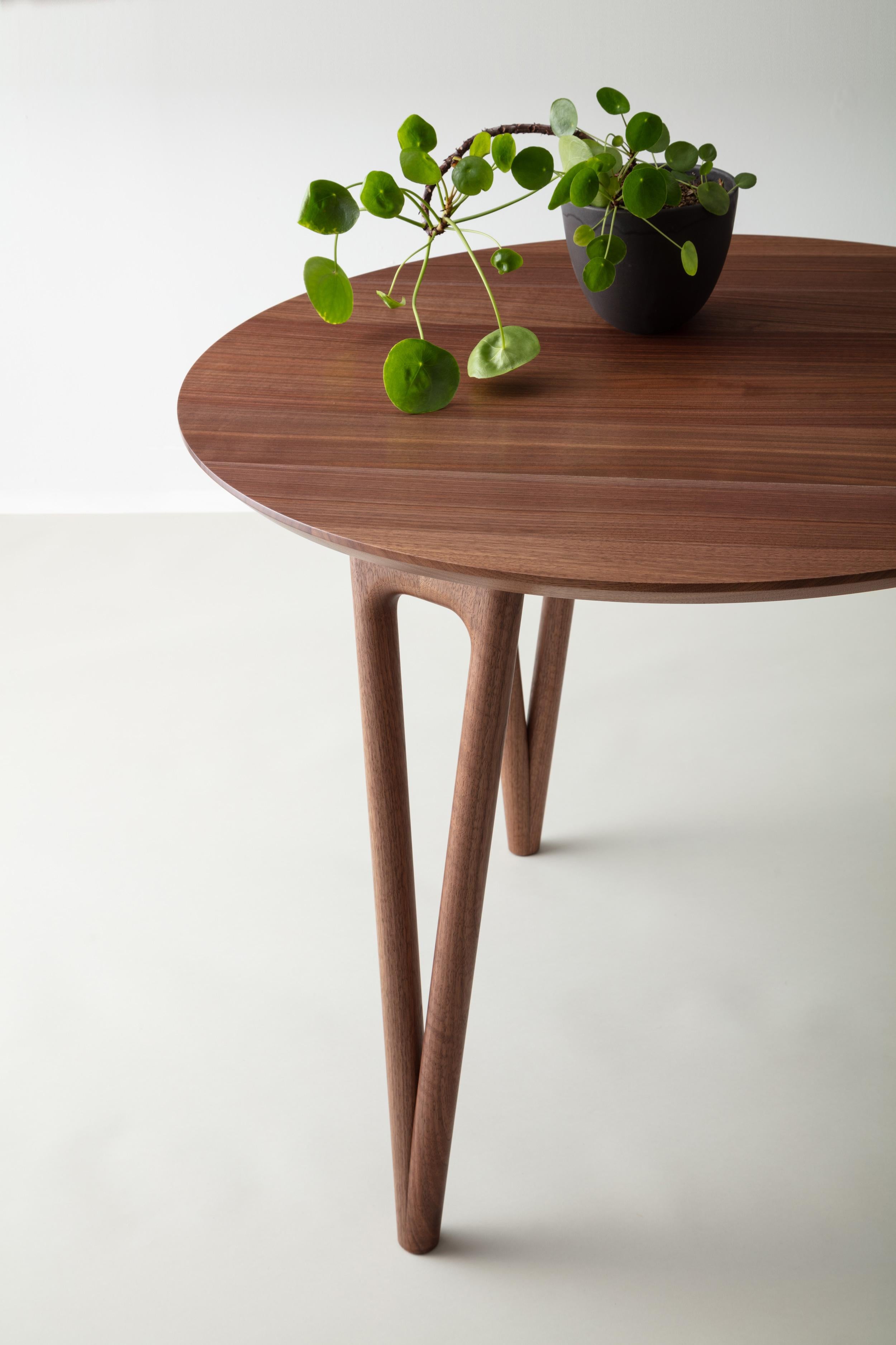 Modern Hairpin Dining Table 36 Round, Walnut Hardwood, Center Table, Foyer Table  For Sale