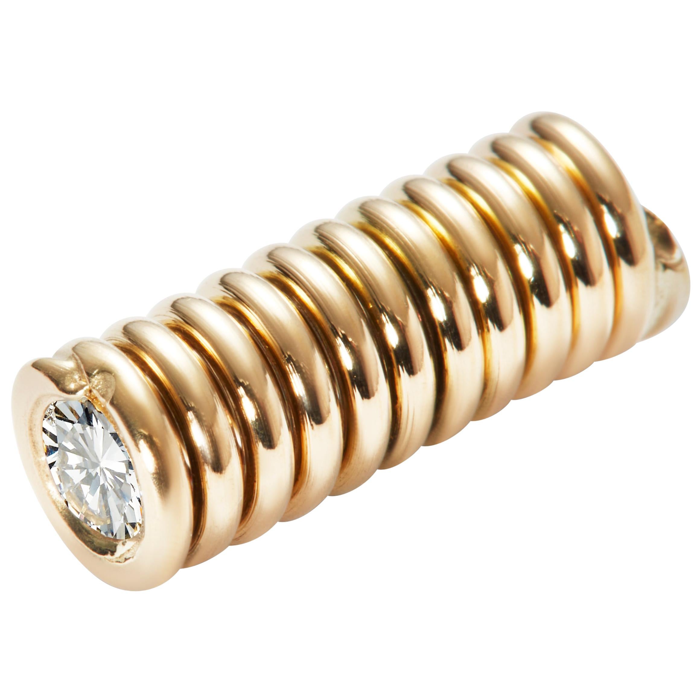 Hair Spring Jewelry With Traceable Diamond In 18k Yellow Gold By Rocks For Life For Sale