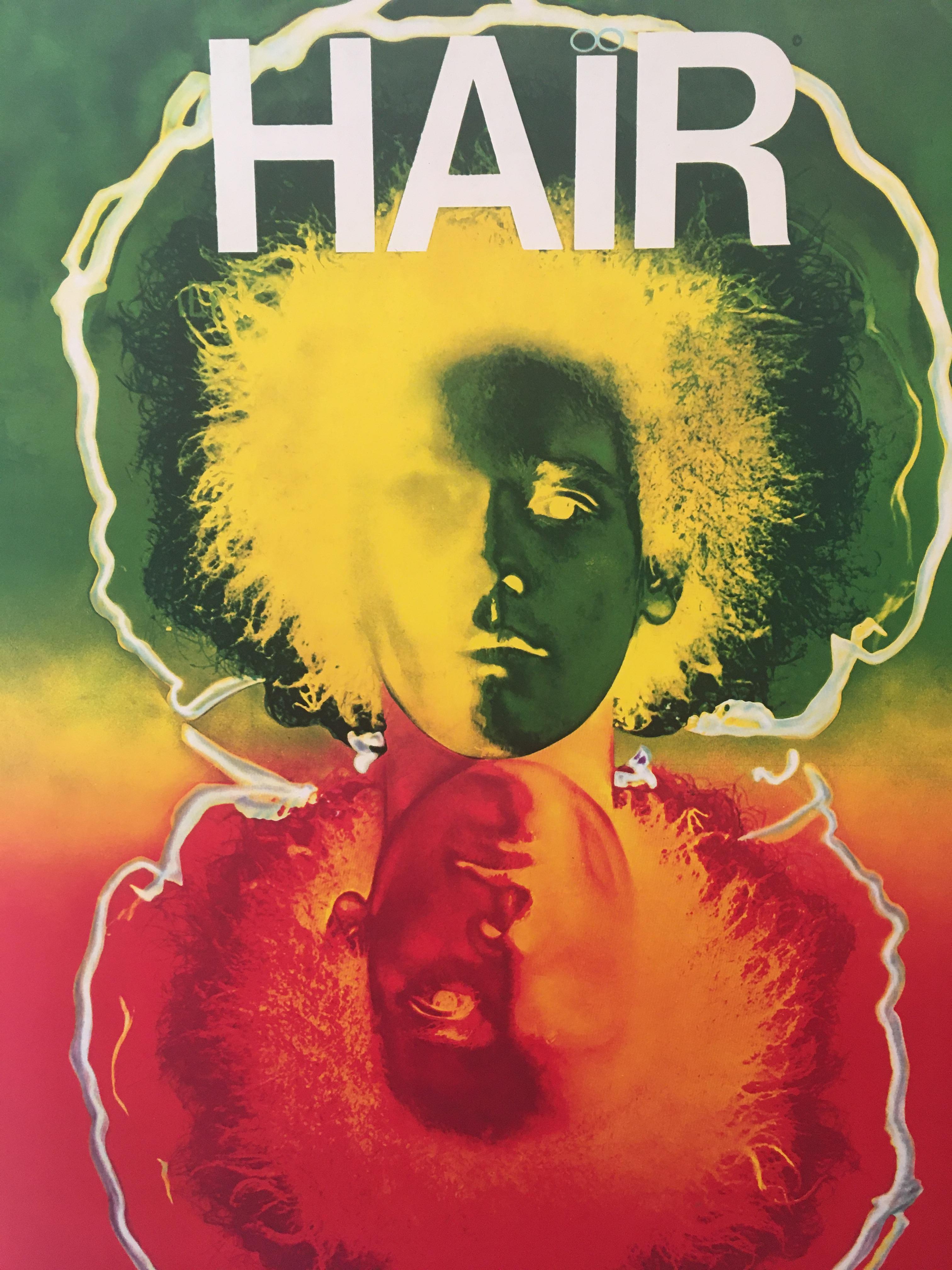 Hair theatre De La Porte Saint-Martin original vintage poster

This is an original vintage poster advertising the original production of the hit musical, HAIR. This image was also used on the cover of the LP.