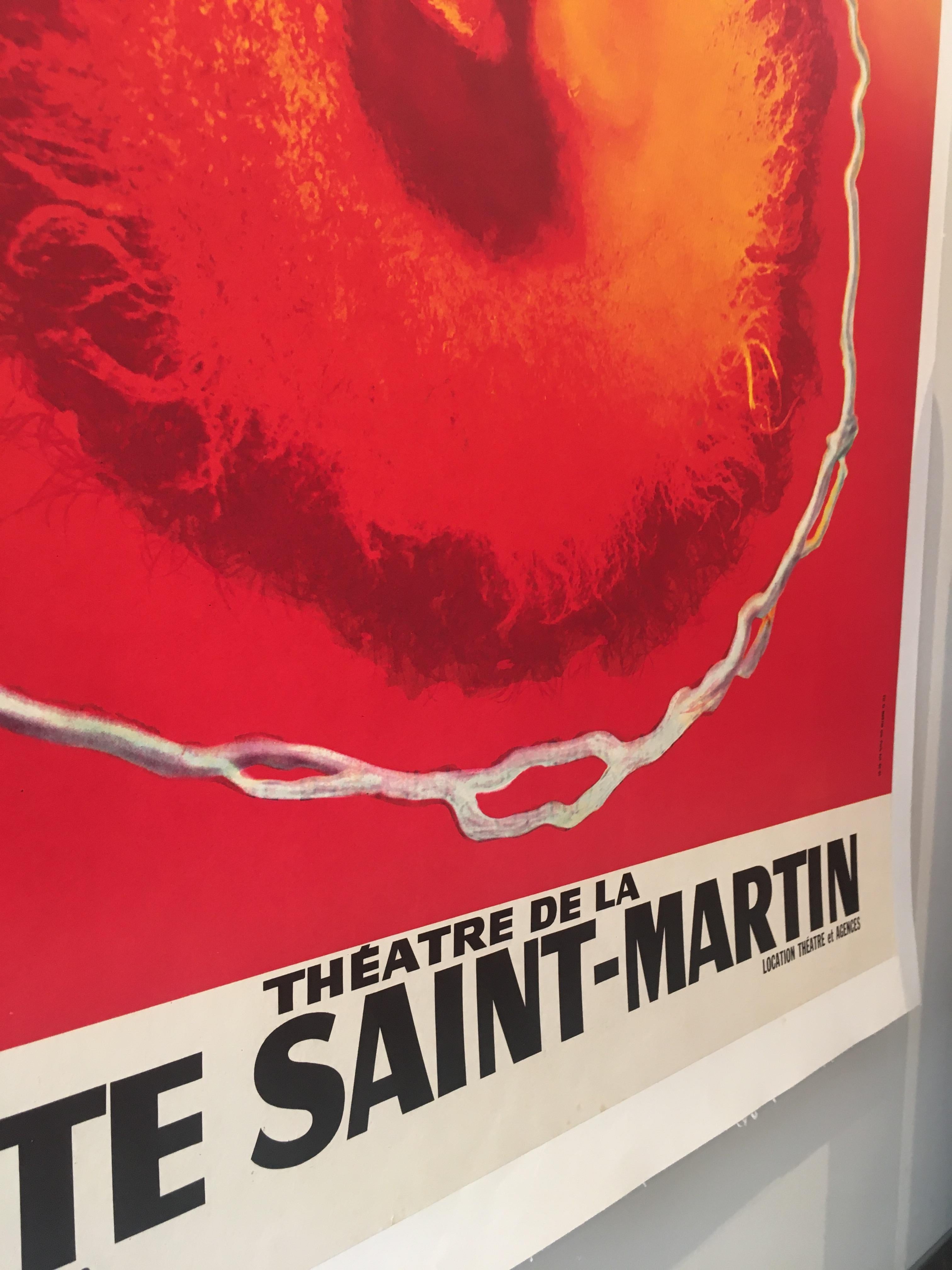Affiche vintage d'origine du Théâtre De La Porte Saint-Martin en poils de poil, vers 1960 en vente 1