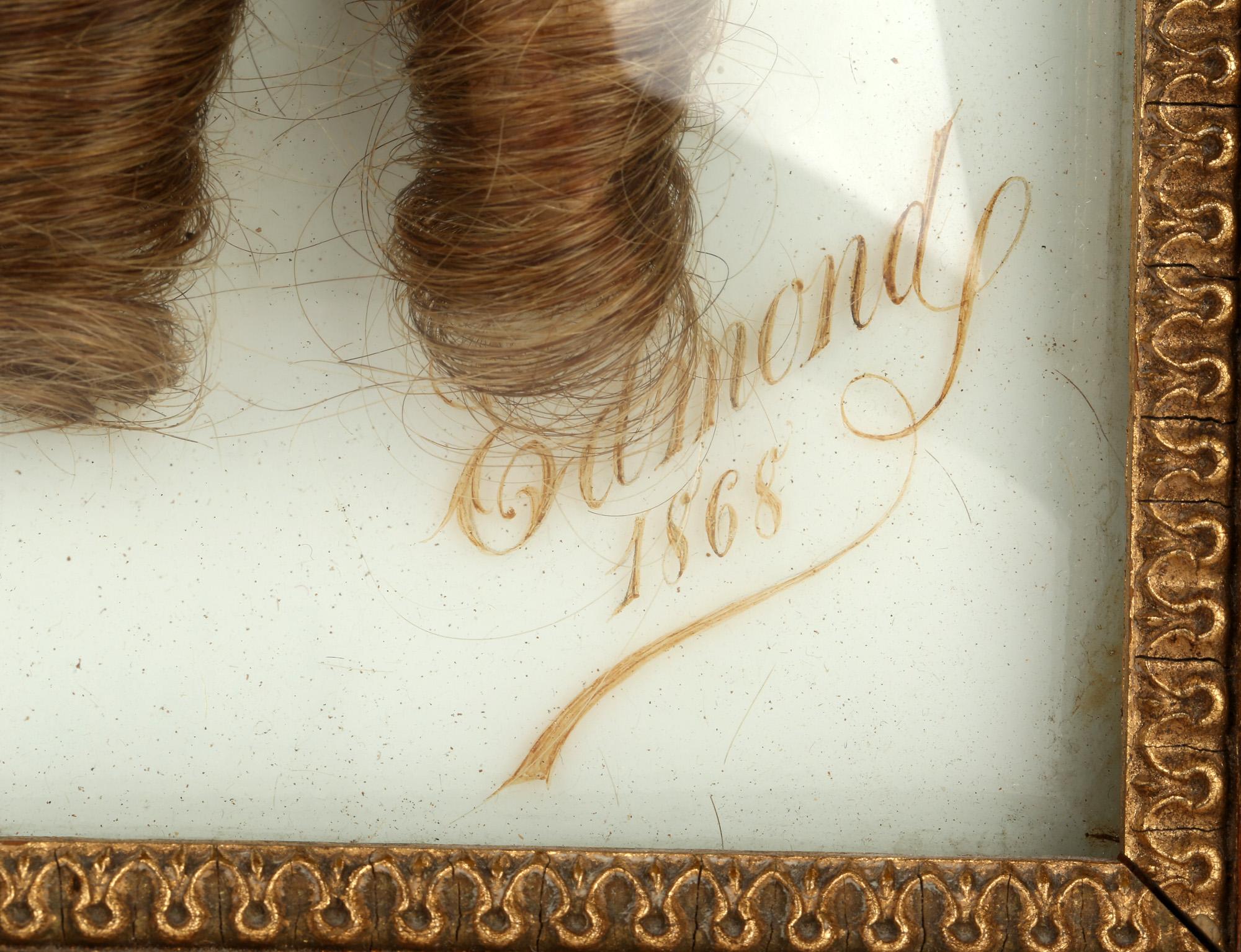 Hand-Crafted Hairdresser Interest French Parisian Framed Hair Advertising Samples 1868 For Sale