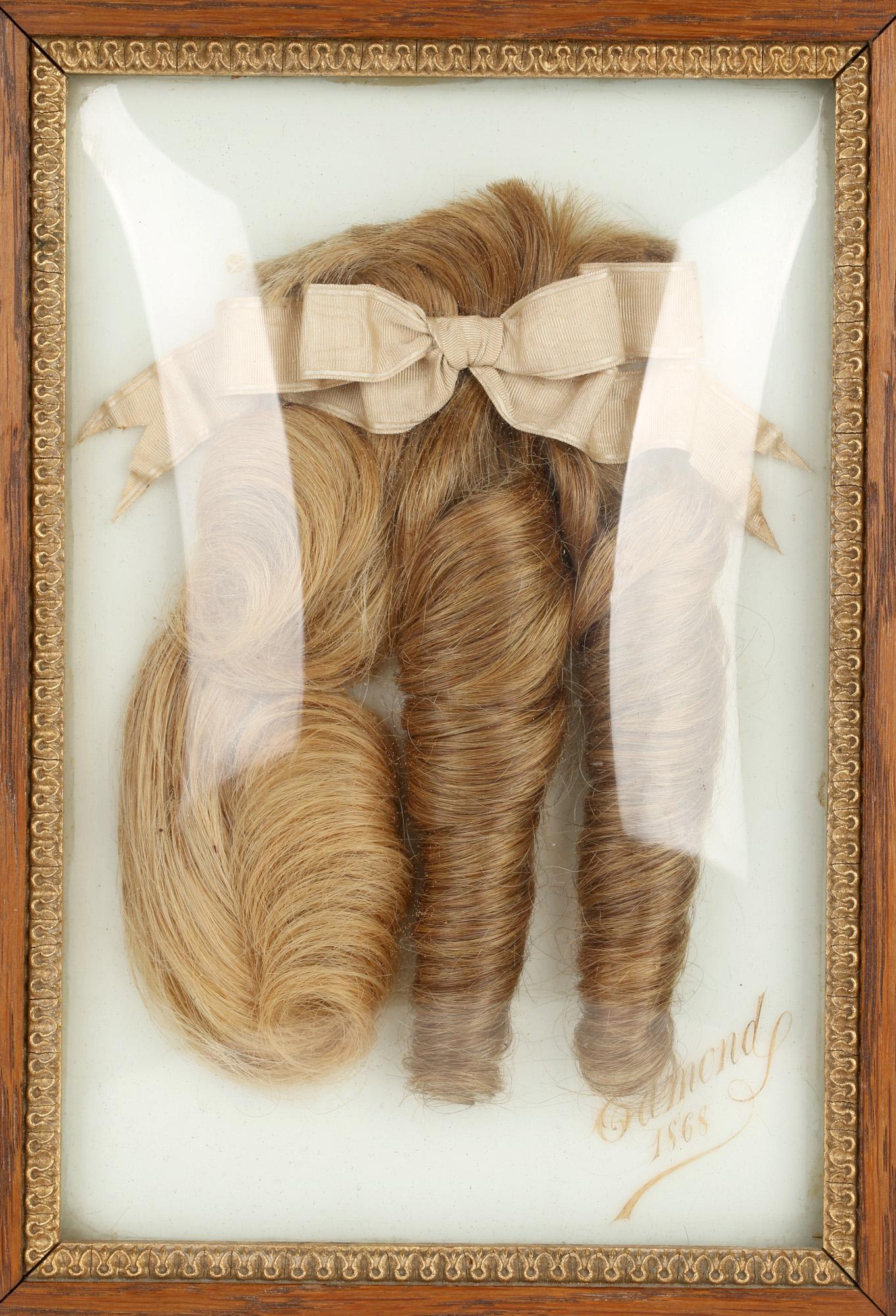 Hairdresser Interest French Parisian Framed Hair Advertising Samples 1868 In Good Condition For Sale In Bishop's Stortford, Hertfordshire