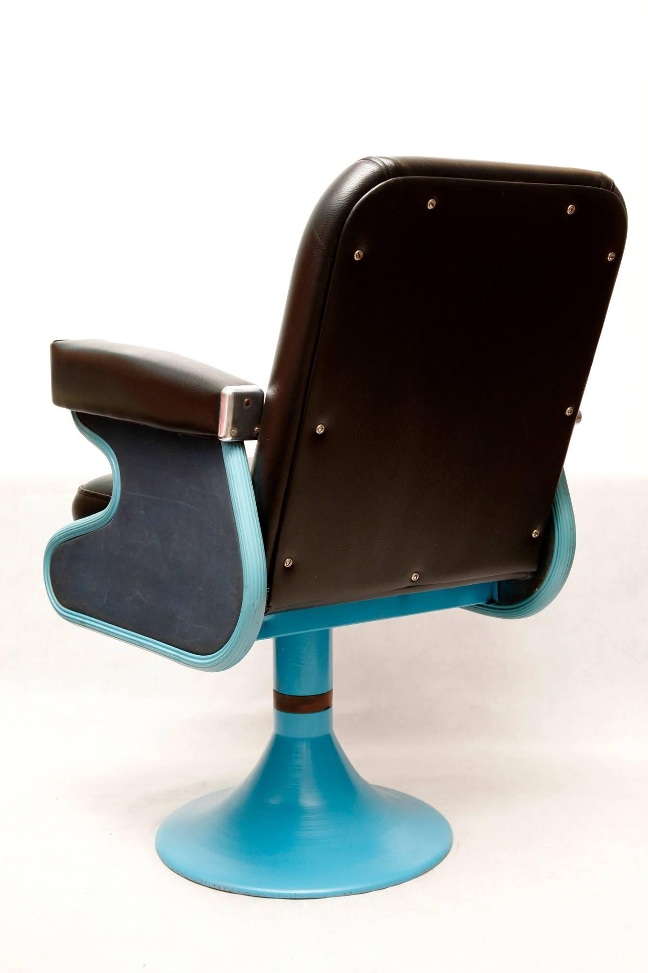 Art Deco Hairdressing Chair, Niels Koefoed for Wella, Black Skai, 1950s For Sale