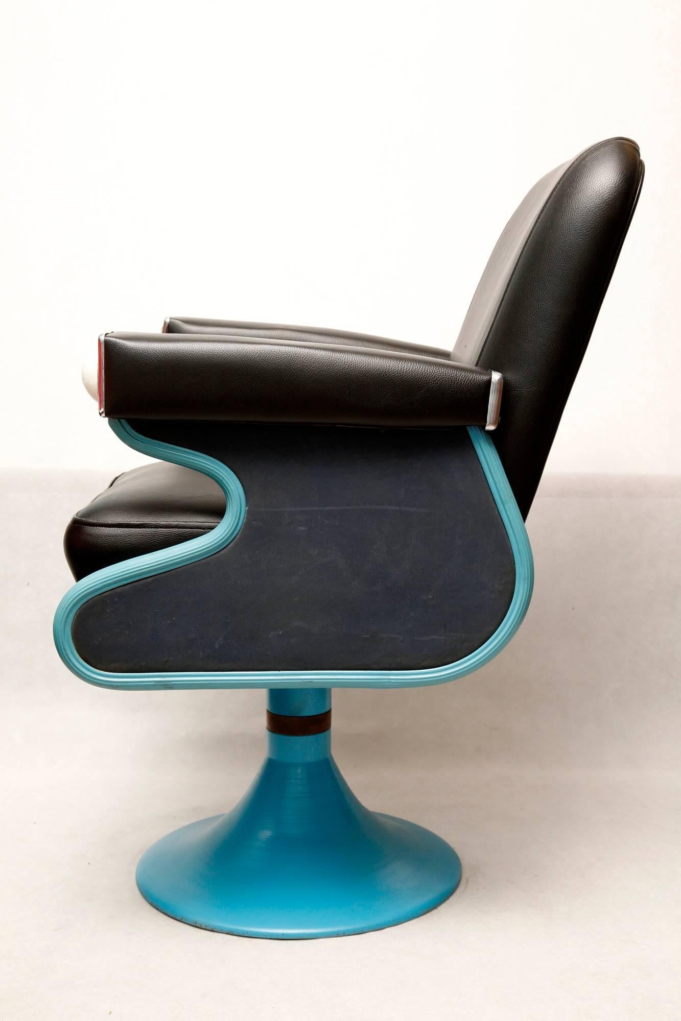 German Hairdressing Chair, Niels Koefoed for Wella, Black Skai, 1950s For Sale
