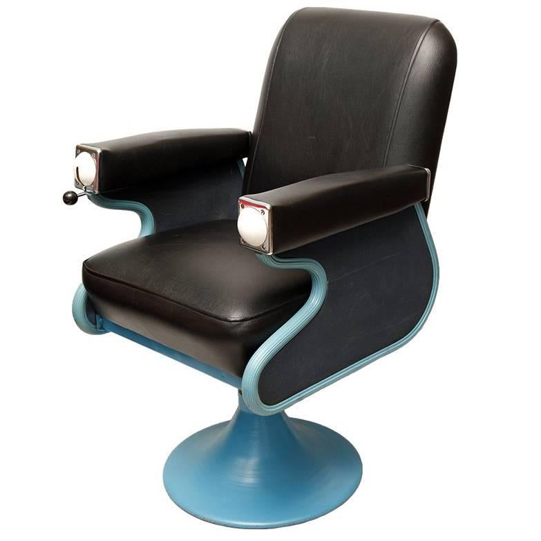 Hairdressing Chair, Niels Koefoed for Wella, Black Skai, 1950s For Sale