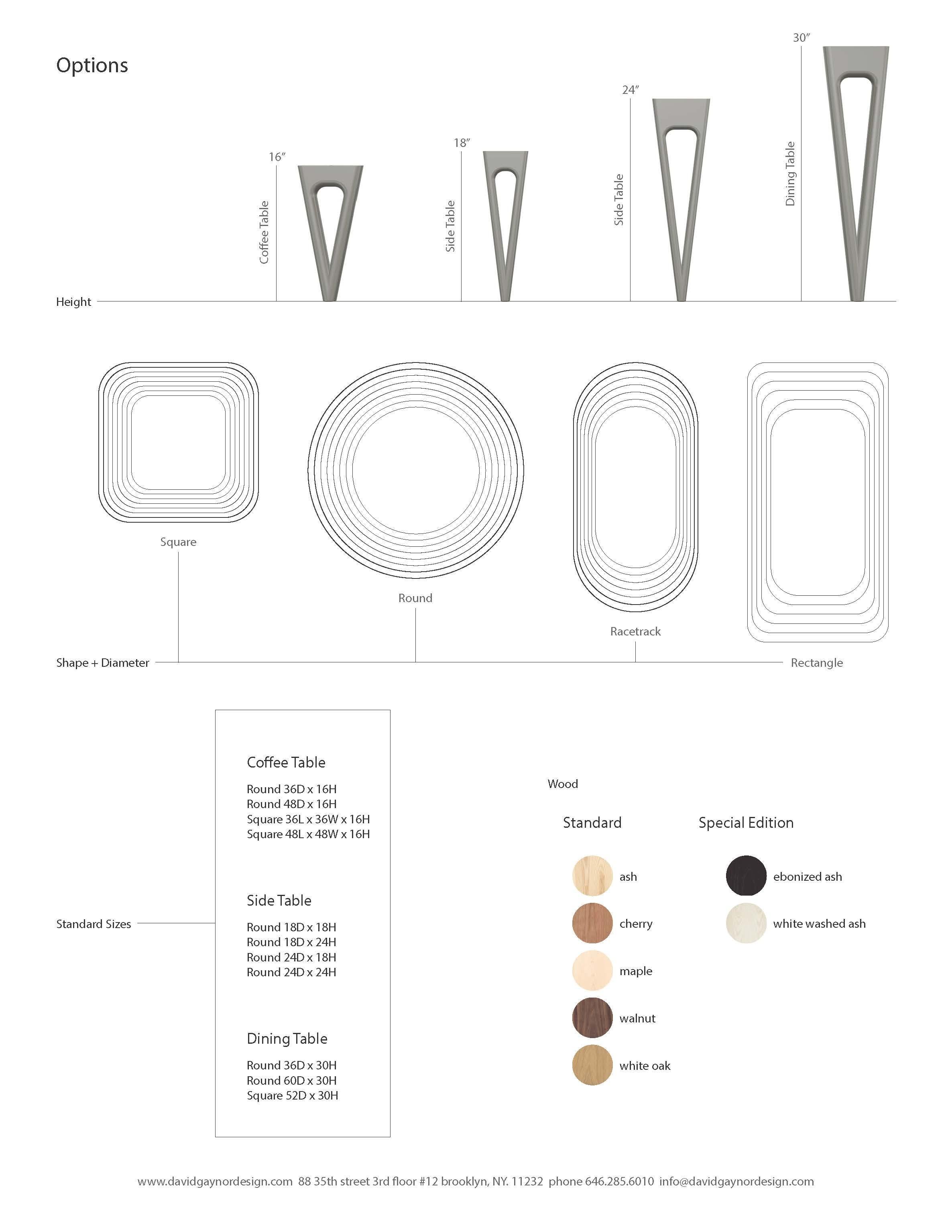 Table basse en épingle à cheveux Edition spéciale Carré ou sur mesure Formes et dimensions  en vente 2