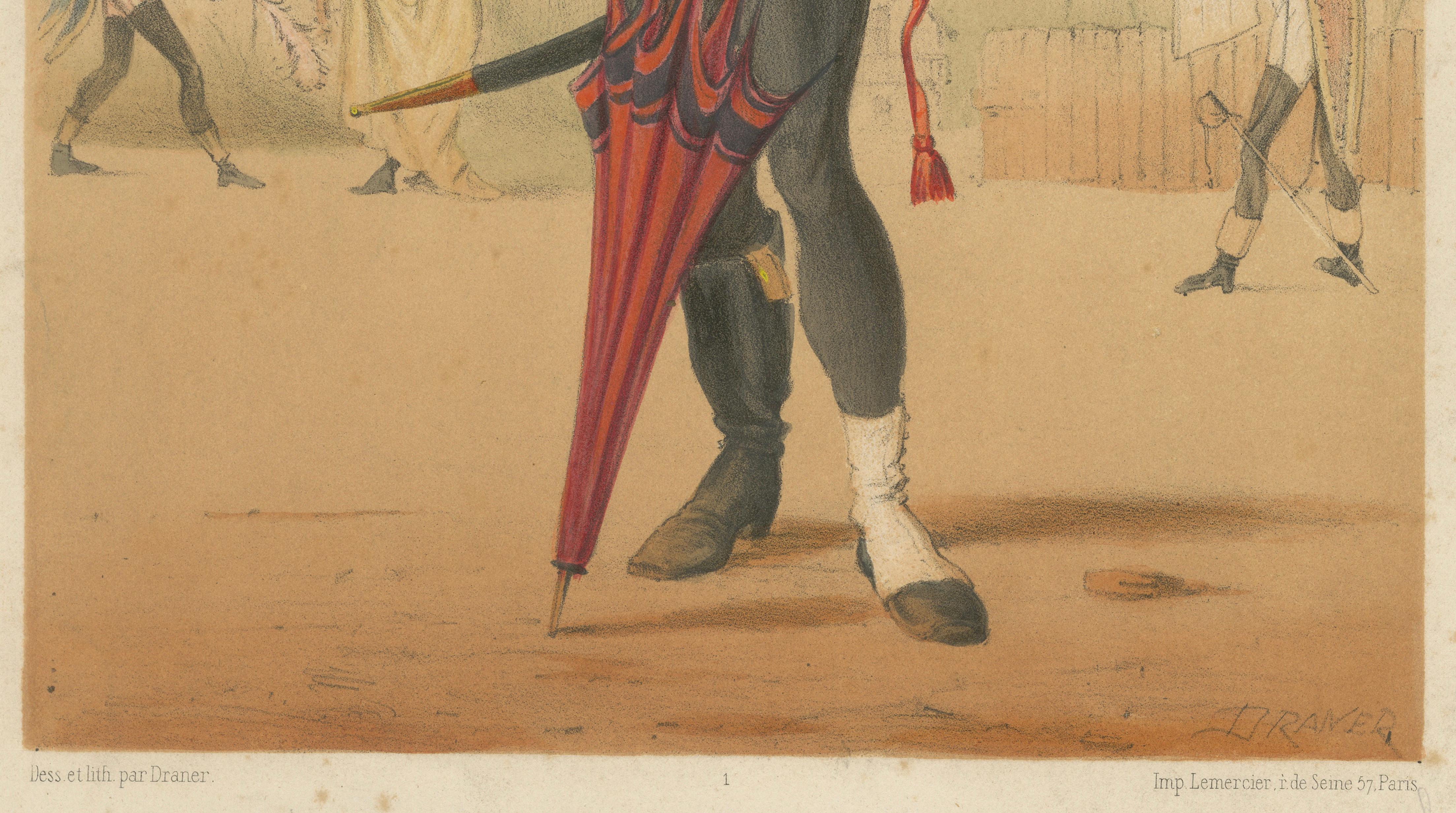 Haiti Light Infantry, Types Militaires – Antique Caricature Lithograph, ca.1862