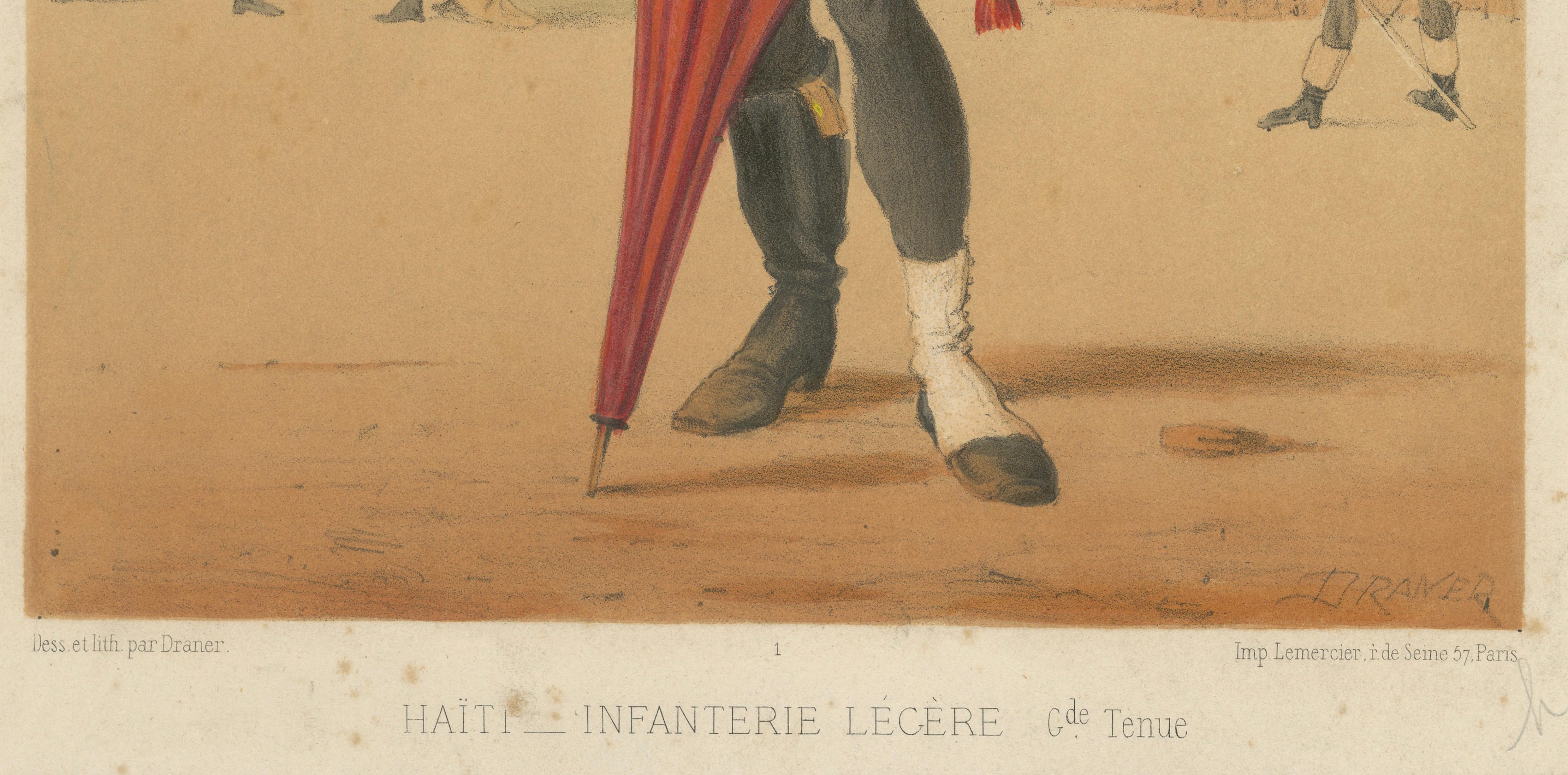 Haiti Light Infantry, Types Militaires – Antique Caricature Lithograph, ca.1862